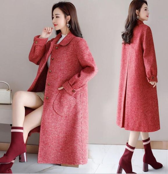 women's fur & faux woolen coat mid-length korean version of the autumn and winter houndstooth loose doll collar, Black
women's fur & faux woolen coat mid-length korean version of the autumn and winter houndstooth loose doll collar, Black