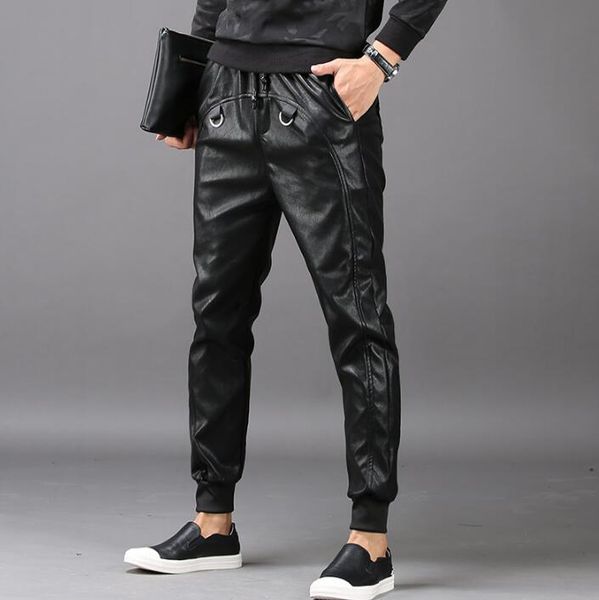 men's pants black personality fashion leather mens feet trousers pantalones hombre cargo slim harem for men pantalon homme korea
men's pants black personality fashion leather mens feet trousers pantalones hombre cargo slim harem for men pantalon homme korea