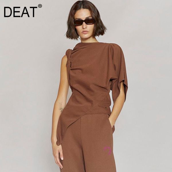 women coffee asymmetrical folds crimping t-shirt slash neck short sleeve loose fashion tide summer 7d1959 210421, White
women coffee asymmetrical folds crimping t-shirt slash neck short sleeve loose fashion tide summer 7d1959 210421, White
