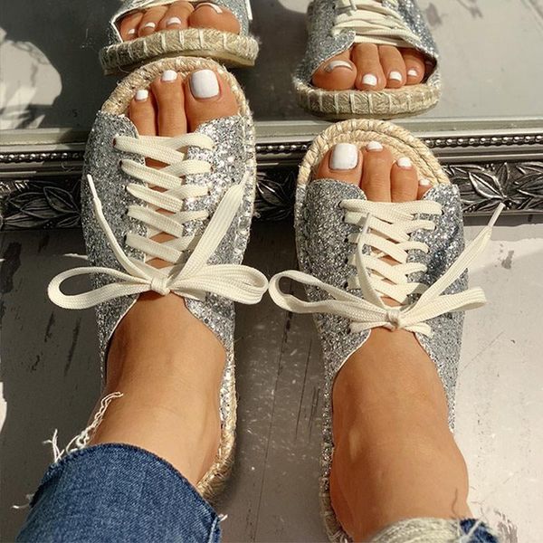 women lace up flat espadrille summer slippers ladies sequined cloth straw casual shoes female fashion slides, Black
women lace up flat espadrille summer slippers ladies sequined cloth straw casual shoes female fashion slides, Black