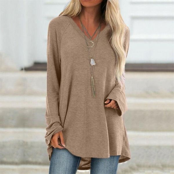 hiridin fashion long pullover women spring solid sleeve v neck casual slim plus size, White
hiridin fashion long pullover women spring solid sleeve v neck casual slim plus size, White