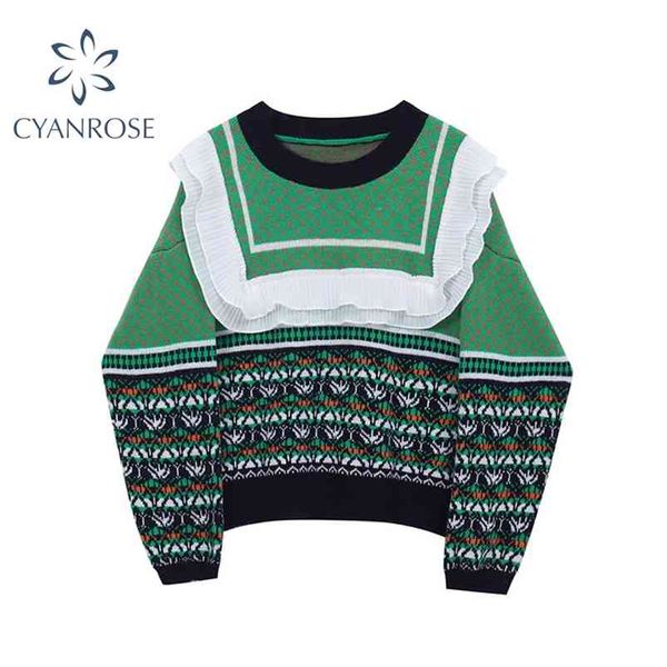 vintage pullover sweater women autumn winter korean peter pan collar long sleeve casual knitted ugly female 210430, White;black
vintage pullover sweater women autumn winter korean peter pan collar long sleeve casual knitted ugly female 210430, White;black