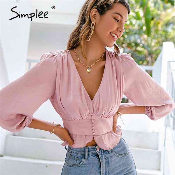 simplee vintage deep v-neck puff sleeve chiffon blouse spring elegant ruffled short shirts office lady blouses button 210412, White
simplee vintage deep v-neck puff sleeve chiffon blouse spring elegant ruffled short shirts office lady blouses button 210412, White