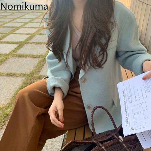 nomikuma korean solid thin woolen suit jacket 2021 autumn long sleeve notched collar women coat causal blazers feminimos 6c323 women's, White;black
nomikuma korean solid thin woolen suit jacket 2021 autumn long sleeve notched collar women coat causal blazers feminimos 6c323 women's, White;black
