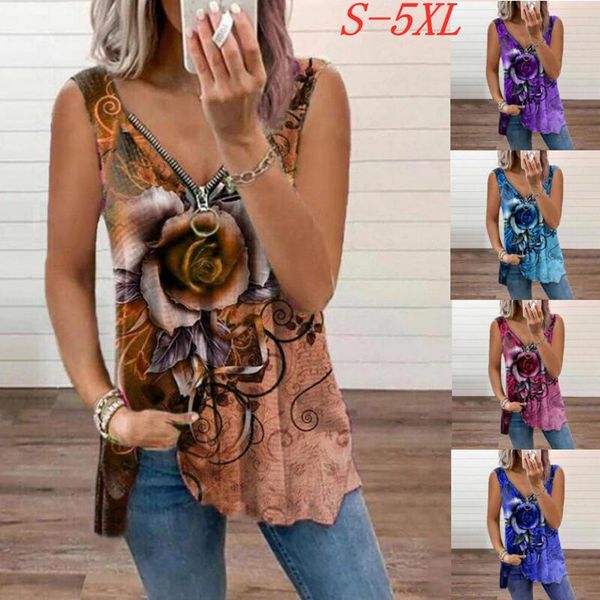 women's t-shirt v-neck sleeveless t shirts with zipper rose flower print multi colors for choice casual tee shirt femme, White
women's t-shirt v-neck sleeveless t shirts with zipper rose flower print multi colors for choice casual tee shirt femme, White