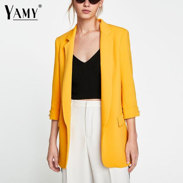 women's suits & blazers blazer feminino elegant pearl pink green yellow woman three quarter sleeve office suit casual outerwear, White;black
women's suits & blazers blazer feminino elegant pearl pink green yellow woman three quarter sleeve office suit casual outerwear, White;black