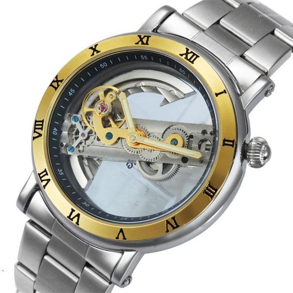 business golden bridge men automatic mechanical watch full silver stainless steel strap roman number design wristwatch wristwatches, Slivery;brown
business golden bridge men automatic mechanical watch full silver stainless steel strap roman number design wristwatch wristwatches, Slivery;brown