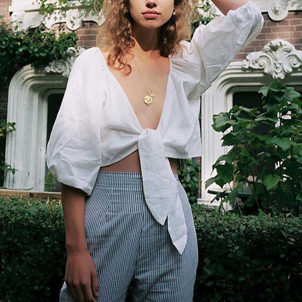 fashion vintage women blouse solid loose v-neck lantern sleeve tie bow elegant office lady blouses w260 210526, White
fashion vintage women blouse solid loose v-neck lantern sleeve tie bow elegant office lady blouses w260 210526, White