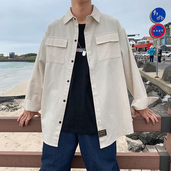 men's casual shirts 2021 spring and autumn solid color pocket decoration long-sleeved lapel single-breasted shirt loose cotton, White;black
men's casual shirts 2021 spring and autumn solid color pocket decoration long-sleeved lapel single-breasted shirt loose cotton, White;black