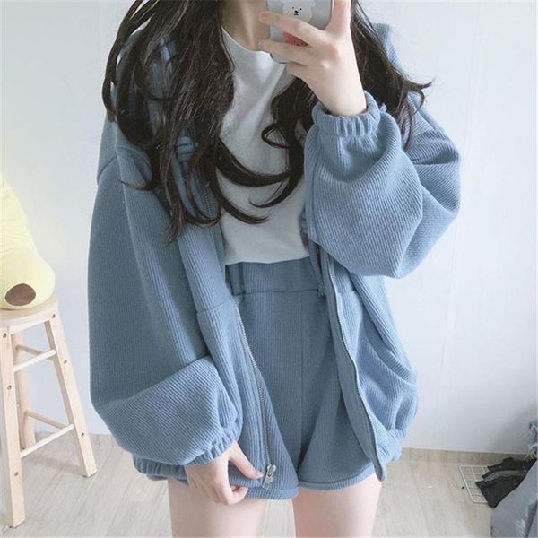 women's tracksuits 2021 sweet tracksuit women autumn winter female casual korean hooded zipper sweatshirt+shorts loose sports two-piece, Gray
women's tracksuits 2021 sweet tracksuit women autumn winter female casual korean hooded zipper sweatshirt+shorts loose sports two-piece, Gray