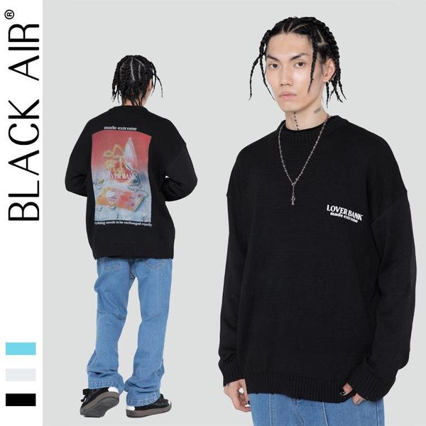 men's sweaters blackair retro street fun men and women print sweater loose korean fashion couple pullover hip-hop winter streetwear lm1, White;black
men's sweaters blackair retro street fun men and women print sweater loose korean fashion couple pullover hip-hop winter streetwear lm1, White;black