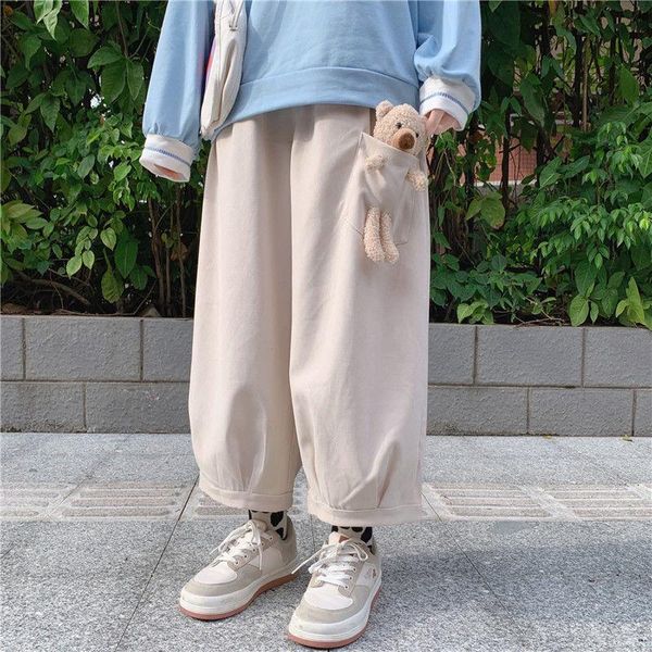 japanese straight wide-leg pants women's 2021 spring autumn korean student loose soft girl patch bear cropped trousers cute & capris, Black;white
japanese straight wide-leg pants women's 2021 spring autumn korean student loose soft girl patch bear cropped trousers cute & capris, Black;white