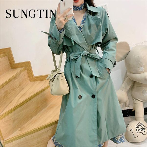sungtin korean long trench coat for women oversize 2021 fashion brand autumn spring belt outerwear women's coats, Tan;black
sungtin korean long trench coat for women oversize 2021 fashion brand autumn spring belt outerwear women's coats, Tan;black
