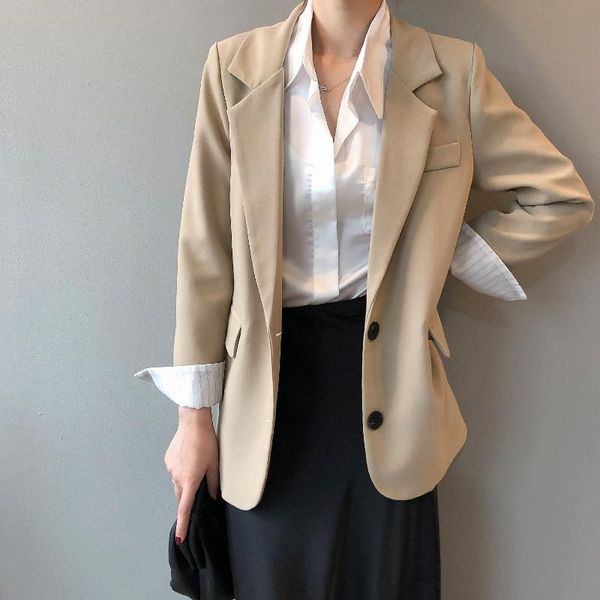 autumn vintage women blazer coat classic single-breasted long sleeve chic femme outwear women's suits & blazers, White;black
autumn vintage women blazer coat classic single-breasted long sleeve chic femme outwear women's suits & blazers, White;black