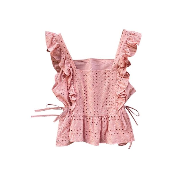 women's sleeveless shirt summer korean hollow lace slim short high waist ruffled lacing ml802 210506, White
women's sleeveless shirt summer korean hollow lace slim short high waist ruffled lacing ml802 210506, White