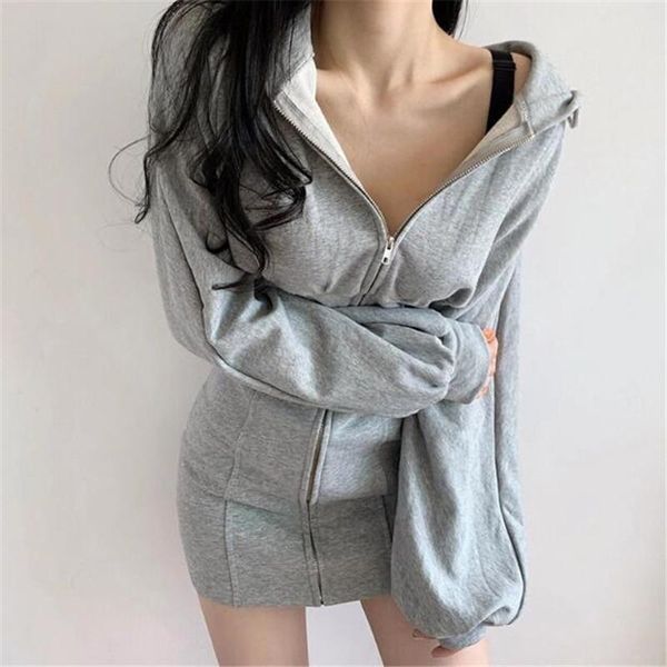 solid black gray dresses streetwear bodycon dress women long sleeve hooded mini zipper fall winter lady short casual 
solid black gray dresses streetwear bodycon dress women long sleeve hooded mini zipper fall winter lady short casual