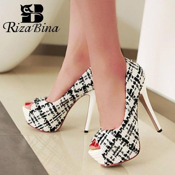 dress shoes rizabina women pumps designer fashion peep toe fancy cloth high heels platform casual footwear size 32-43, Black
dress shoes rizabina women pumps designer fashion peep toe fancy cloth high heels platform casual footwear size 32-43, Black