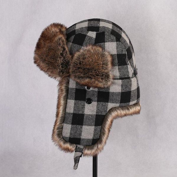berets winter artificial plaid bomber hats casual men fur hat european style outdoor ear flaps cap for women a3740, Blue;gray
berets winter artificial plaid bomber hats casual men fur hat european style outdoor ear flaps cap for women a3740, Blue;gray