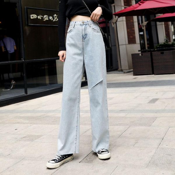 women's jeans boyfriend for high waist mom broken hole denim pants washed trousers girl wide leg tear, Blue
women's jeans boyfriend for high waist mom broken hole denim pants washed trousers girl wide leg tear, Blue