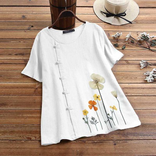 women's blouses & shirts 2021 summer floral printed zanzea casual short sleeve blouse women vintage cotton linen chemise blusas female, White
women's blouses & shirts 2021 summer floral printed zanzea casual short sleeve blouse women vintage cotton linen chemise blusas female, White