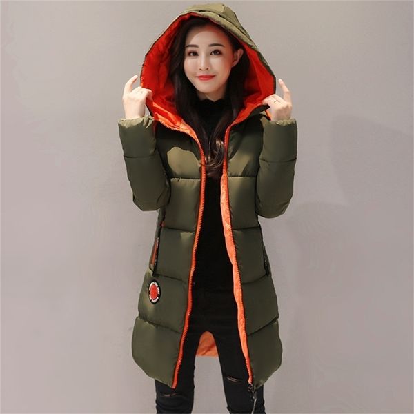 hooded thick woman's long down jacket casual slim ladies coat with zipper female solid cotton padded winter jackets 211216, Black
hooded thick woman's long down jacket casual slim ladies coat with zipper female solid cotton padded winter jackets 211216, Black