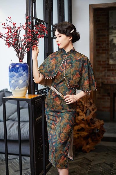 ethnic clothing oversize 4xl women satin qipao with shawl 2pcs print cheongsamst vintage button chinese dress elegant mandarin collar vestid, Red
ethnic clothing oversize 4xl women satin qipao with shawl 2pcs print cheongsamst vintage button chinese dress elegant mandarin collar vestid, Red
