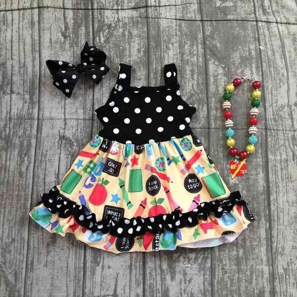 back to school summer baby girl dress girls kids boutique clothes polka dot sleeveless cotton halter match accessories, Red;yellow
back to school summer baby girl dress girls kids boutique clothes polka dot sleeveless cotton halter match accessories, Red;yellow