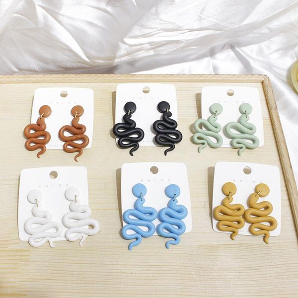 stud 2021 6 candy colors snake shape fashion handmade abstract polymer clay earrings geometric drop dangle pendant statement, Golden;silver
stud 2021 6 candy colors snake shape fashion handmade abstract polymer clay earrings geometric drop dangle pendant statement, Golden;silver