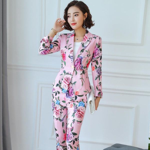 women's suits & blazers spring and autumn suit fashion slim print trousers jacket set two-piece business casual, White;black
women's suits & blazers spring and autumn suit fashion slim print trousers jacket set two-piece business casual, White;black