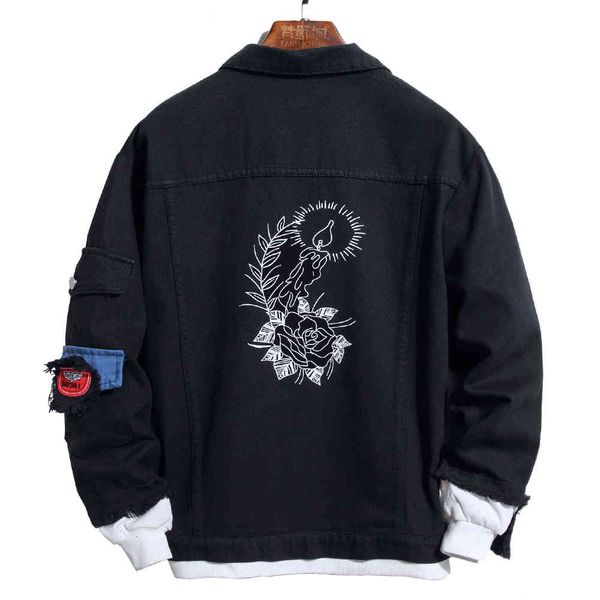 men's jackets flower print black denim jacket fashion bird embroidery patchwork jean coat outwear tgf0, Black;brown
men's jackets flower print black denim jacket fashion bird embroidery patchwork jean coat outwear tgf0, Black;brown