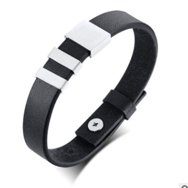 bangle 2021 fashion stainless steel leather rope blank laser retro simple style and charm bracelet customized for men, Black
bangle 2021 fashion stainless steel leather rope blank laser retro simple style and charm bracelet customized for men, Black