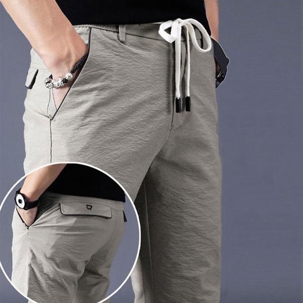 men's pants summer breathable casual thin slim trousers men korean sports full length clothing size 29-38, Black
men's pants summer breathable casual thin slim trousers men korean sports full length clothing size 29-38, Black