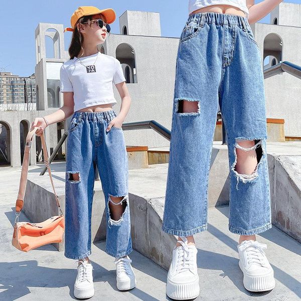 jeans fashion teen girl ripped hole cotton denim pants children blue color high waist ankle-length loose destroy trousers
jeans fashion teen girl ripped hole cotton denim pants children blue color high waist ankle-length loose destroy trousers