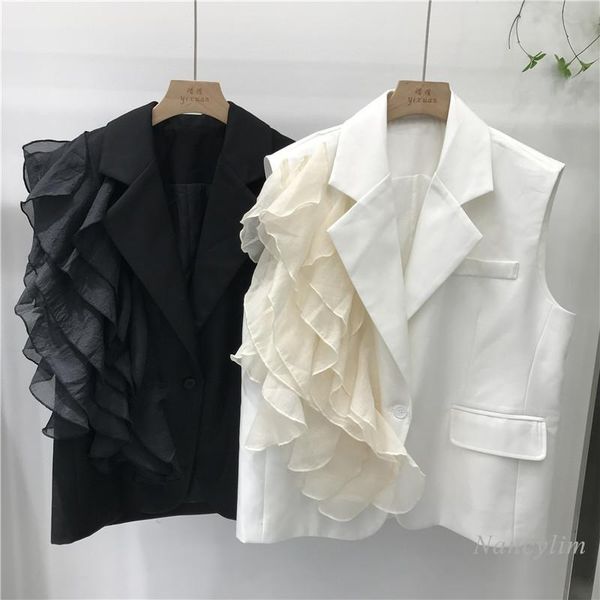 women's vests ruffled vest women spring autumn loose korean fashion sleeveless coat lady all-match waistcoats white black nancylim 202, Black;white
women's vests ruffled vest women spring autumn loose korean fashion sleeveless coat lady all-match waistcoats white black nancylim 202, Black;white