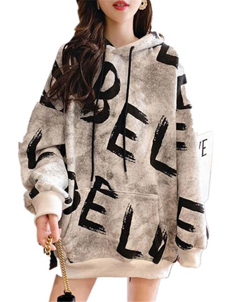 women's hoodies & sweatshirts hoodie print letter pattern pullover long sleeve inelastic mid-length single hooded neckline loose model, Black
women's hoodies & sweatshirts hoodie print letter pattern pullover long sleeve inelastic mid-length single hooded neckline loose model, Black