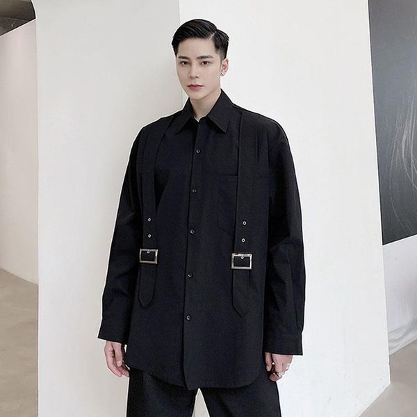men japan streetwear functional style bandage long sleeve casual shirt male hip hop loose stage show clothes men's shirts, White;black
men japan streetwear functional style bandage long sleeve casual shirt male hip hop loose stage show clothes men's shirts, White;black
