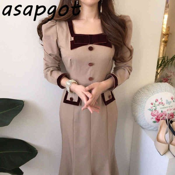 temperament elegant contrast button slim waist square neck bow mermaid dress women long vintage trumpet vestido mujer patchwork 210429, Black;gray
temperament elegant contrast button slim waist square neck bow mermaid dress women long vintage trumpet vestido mujer patchwork 210429, Black;gray