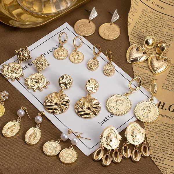 dangle & chandelier women's earring unusual hoop earrings for women korean vintage portrait metal 2021 trendy fashion female jewelry, Silver
dangle & chandelier women's earring unusual hoop earrings for women korean vintage portrait metal 2021 trendy fashion female jewelry, Silver