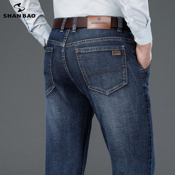 men's jeans shan bao 2021 autumn and winter brand fitted straight denim classic business high waist stretch casual, Blue
men's jeans shan bao 2021 autumn and winter brand fitted straight denim classic business high waist stretch casual, Blue