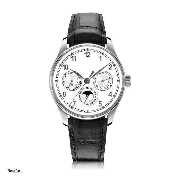 men's automatic mechanical watch perpetual calendar silver white stainless steel case black leather strap moon phase dial iw344202 requ, Slivery;brown
men's automatic mechanical watch perpetual calendar silver white stainless steel case black leather strap moon phase dial iw344202 requ, Slivery;brown
