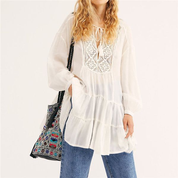 casual lace up hollow out tassel loose summer beach dress white cotton tunic women beachwear long sleeve mini dress n920 210416, White;black
casual lace up hollow out tassel loose summer beach dress white cotton tunic women beachwear long sleeve mini dress n920 210416, White;black