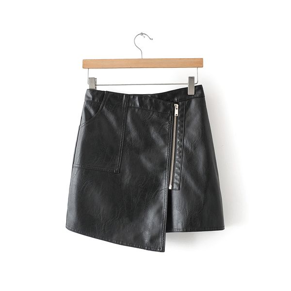 2021 autumn winter women fashion a-line faux leather pu mini empire skirts female black asymmetrical pocket high waist zip skirt
2021 autumn winter women fashion a-line faux leather pu mini empire skirts female black asymmetrical pocket high waist zip skirt