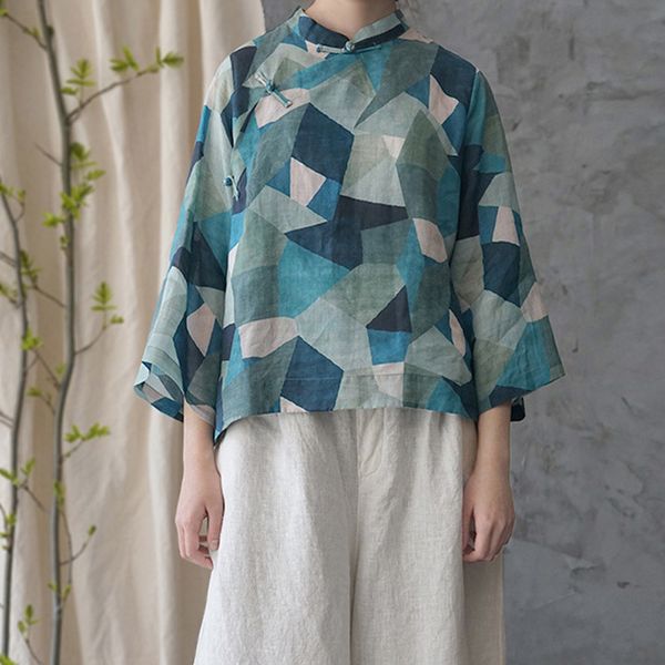 johnature ramie women shirts vintage blouses spring stand chinese style button loose women cloths floral shirts 210521, White
johnature ramie women shirts vintage blouses spring stand chinese style button loose women cloths floral shirts 210521, White