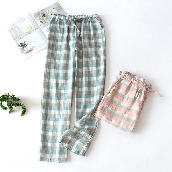 women's sleepwear pink home sleep pants plaid couples cotton gauze trousers green spring autumn nightwear loose women men thin pajamas, Black;red
women's sleepwear pink home sleep pants plaid couples cotton gauze trousers green spring autumn nightwear loose women men thin pajamas, Black;red
