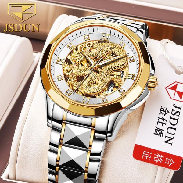 wristwatches jsdun gold case luxury casual design stainless steel strap men's watch brand mechanical hollow herenhorloge, Slivery;brown
wristwatches jsdun gold case luxury casual design stainless steel strap men's watch brand mechanical hollow herenhorloge, Slivery;brown