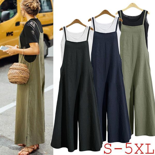 summer casual long loose women jumpsuits wide leg pants solid strappy dungaree bib overalls pocket cotton linen, Black;white
summer casual long loose women jumpsuits wide leg pants solid strappy dungaree bib overalls pocket cotton linen, Black;white