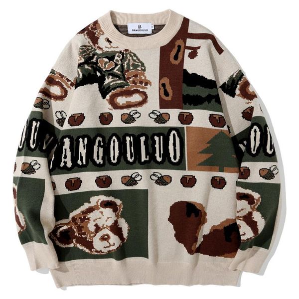 men's sweaters men cartoon bear jacquard sweater couple japan harajuku vintage pullover oversized letter printing winter loose knitting, White;black
men's sweaters men cartoon bear jacquard sweater couple japan harajuku vintage pullover oversized letter printing winter loose knitting, White;black