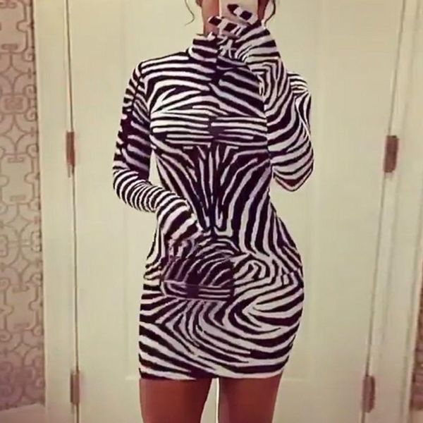 zebra stripe print dress autumn spring long sleeve slim mini hip dresses for women's street high collar finger casual, Black;gray
zebra stripe print dress autumn spring long sleeve slim mini hip dresses for women's street high collar finger casual, Black;gray