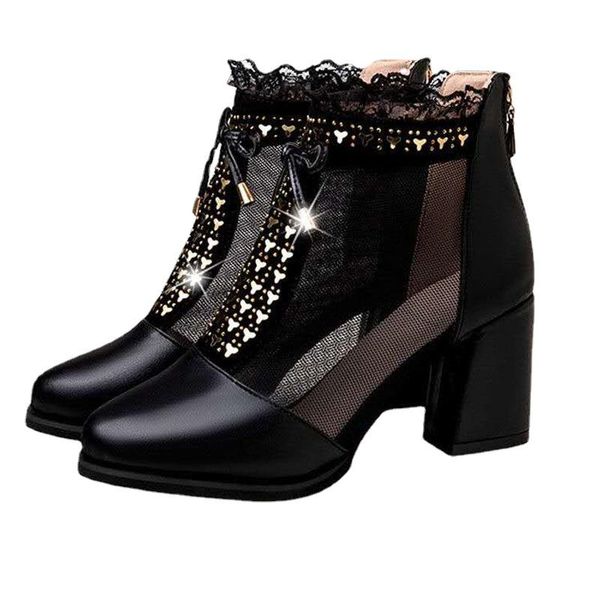 dress shoes 2021 summer high-heeled women's gauze sandal with chunky heel, cold boot, breathable non-slip zipper, Black
dress shoes 2021 summer high-heeled women's gauze sandal with chunky heel, cold boot, breathable non-slip zipper, Black