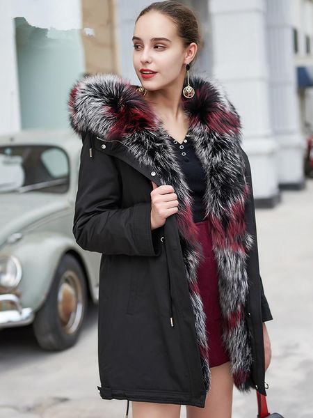 women's fur & faux real coat female natural liner parka winter jacket women collar long jackets warm overcoat my4026, Black
women's fur & faux real coat female natural liner parka winter jacket women collar long jackets warm overcoat my4026, Black